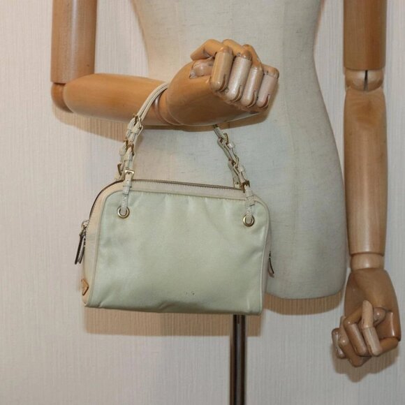 PRADA Hand Bag Nylon Gold Beige Auth - Picture 1 of 16